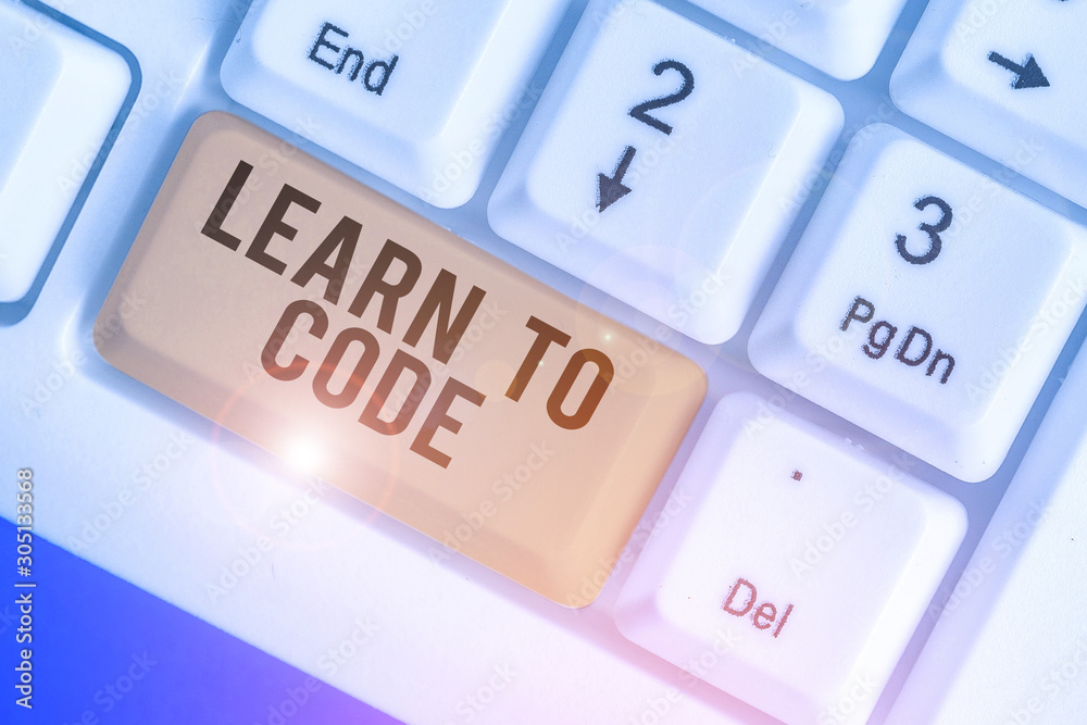 Text sign showing Learn To Code. Business photo showcasing Learn to write Software Be a Computer Programmer Coder Text sign showing Learn To Code. Business photo showcasing Learn to write Software Be a Computer Programmer Coder