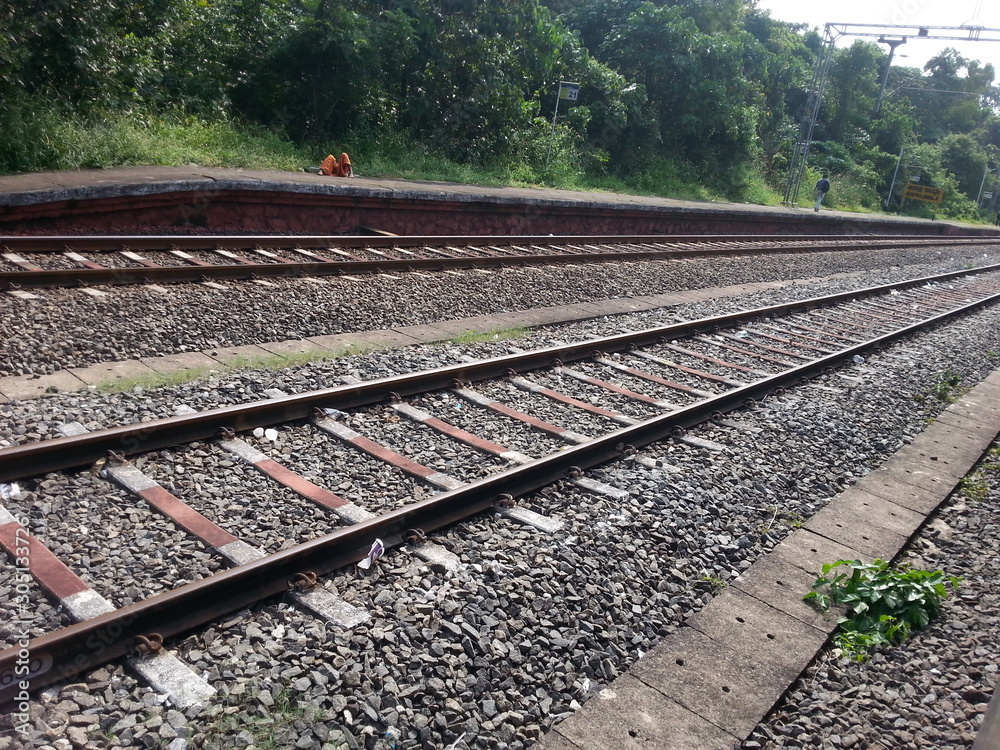 Naklejka premium railway in forest