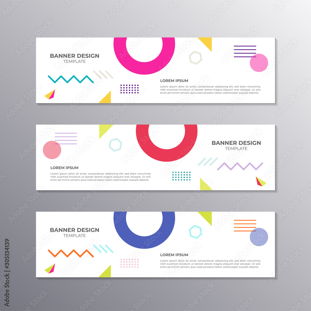 Fototapeta premium Banner with minimal design, cool geometric memphis background, Applicable for Banners, Header, Footer, Advertising