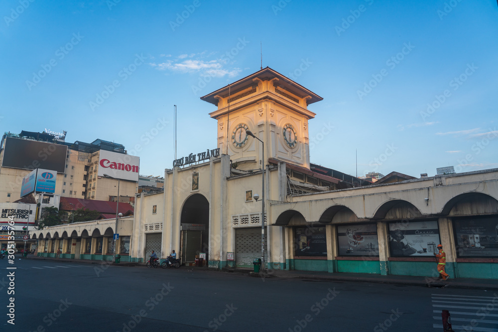 Facade of Ben Thanh Market in Ho Chi Minh City, Vietnam