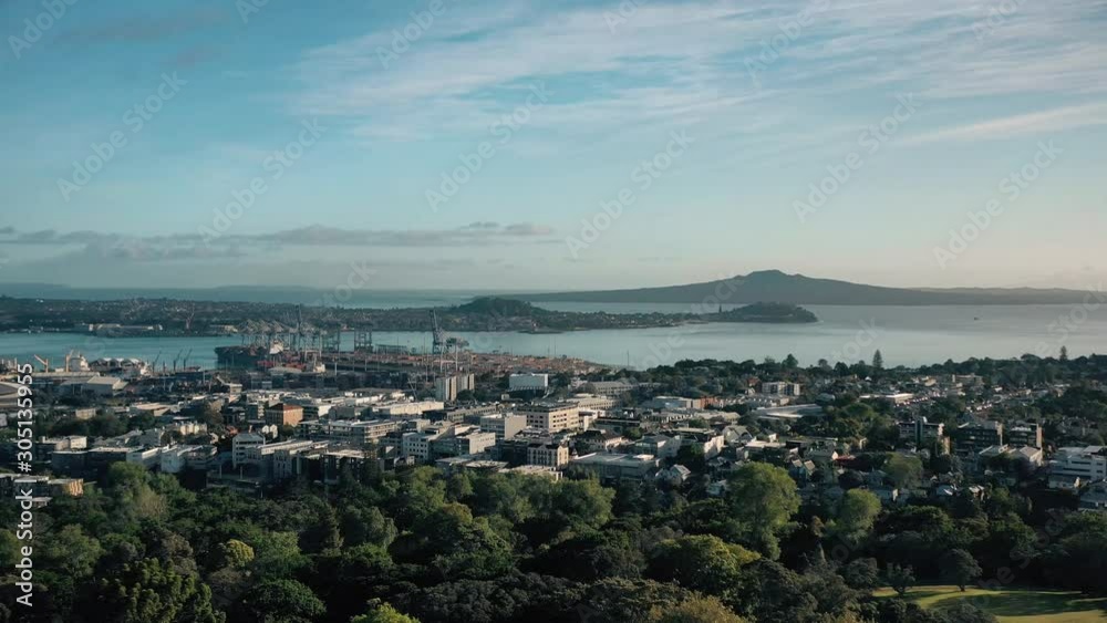 New Zealand tourism. Auckland Domain in early spring morning. Aerial footage. New Zealand tourism. Auckland Domain in early spring morning. Aerial footage.
