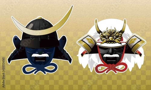 Vecotor Samurai face 2 photo