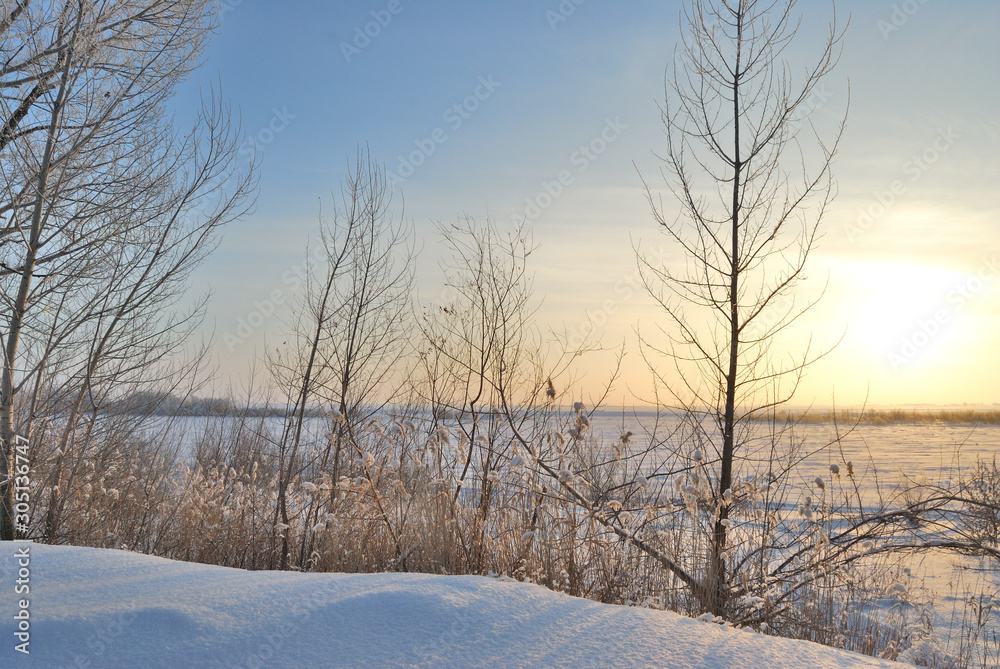 Evening on the Irtysh River, Omsk region, Siberia, Russia Evening on the Irtysh River, Omsk region, Siberia, Russia