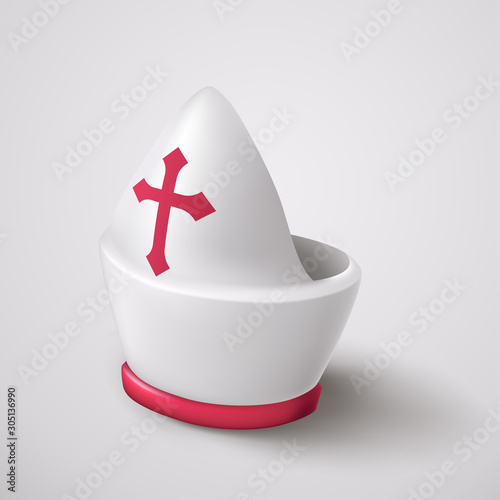 white priest hat on white background