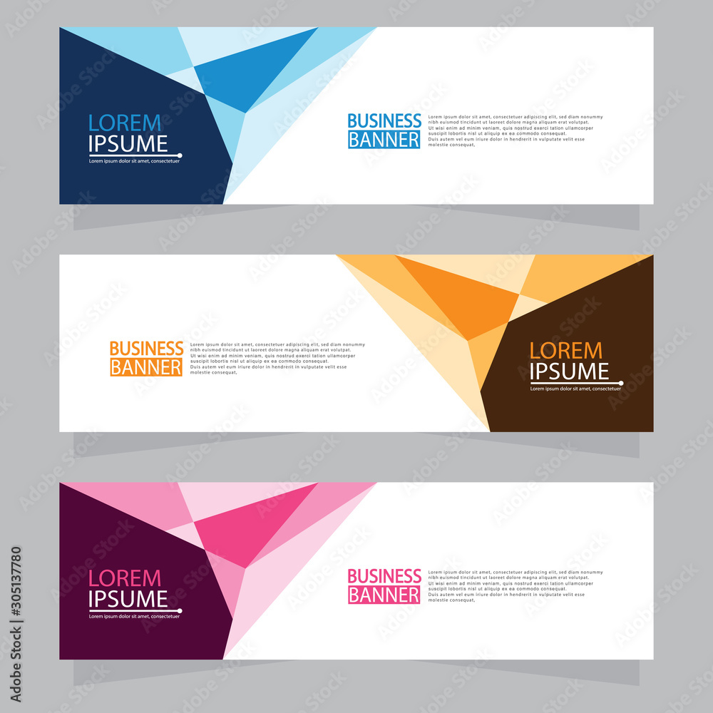 Fototapeta premium Vector abstract design web banner template. Web Design Elements - Header Design. Abstract geometric web banner template on grey background.Modern banner.