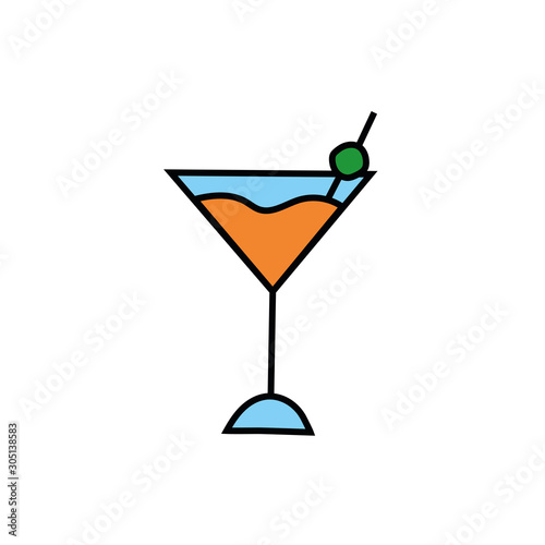 fresh martini cocktail drink isolated icon