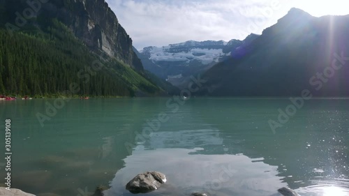 Timelapse at Lake Louise, a glacially-fed lake in Banff National Park in 4K. A View of Lake Louise near Banff, Alberta 4K. Summer natural landscape view photo