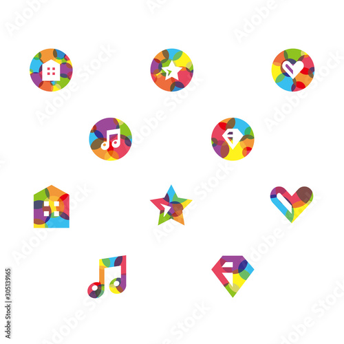 Multi colored icon design set on white