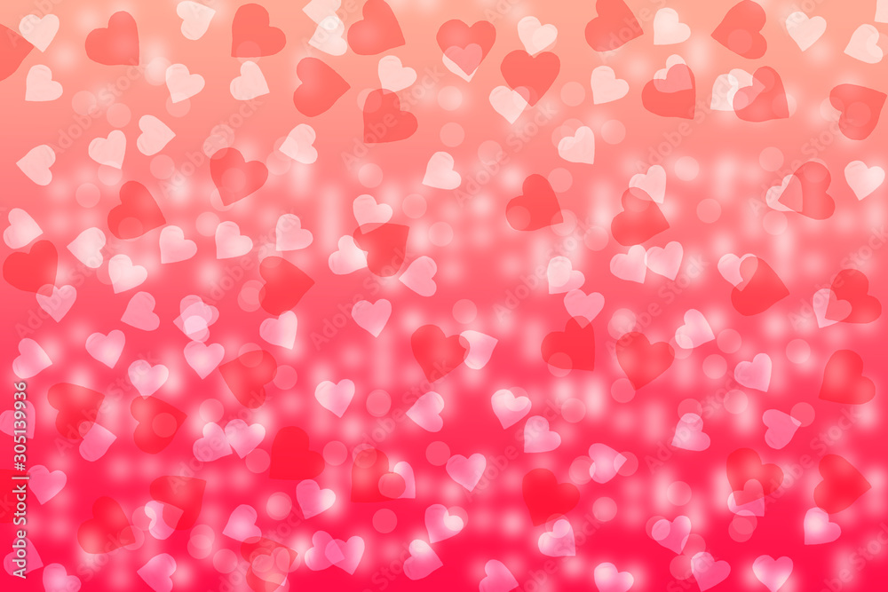 Valentine's Day Background with heart shaped bokeh lights.