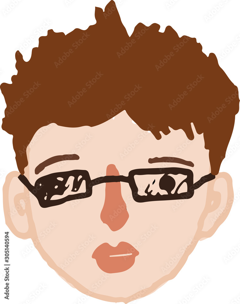 Hand drawn simple vector young woman head with short hair Hand drawn simple vector young woman head with short hair