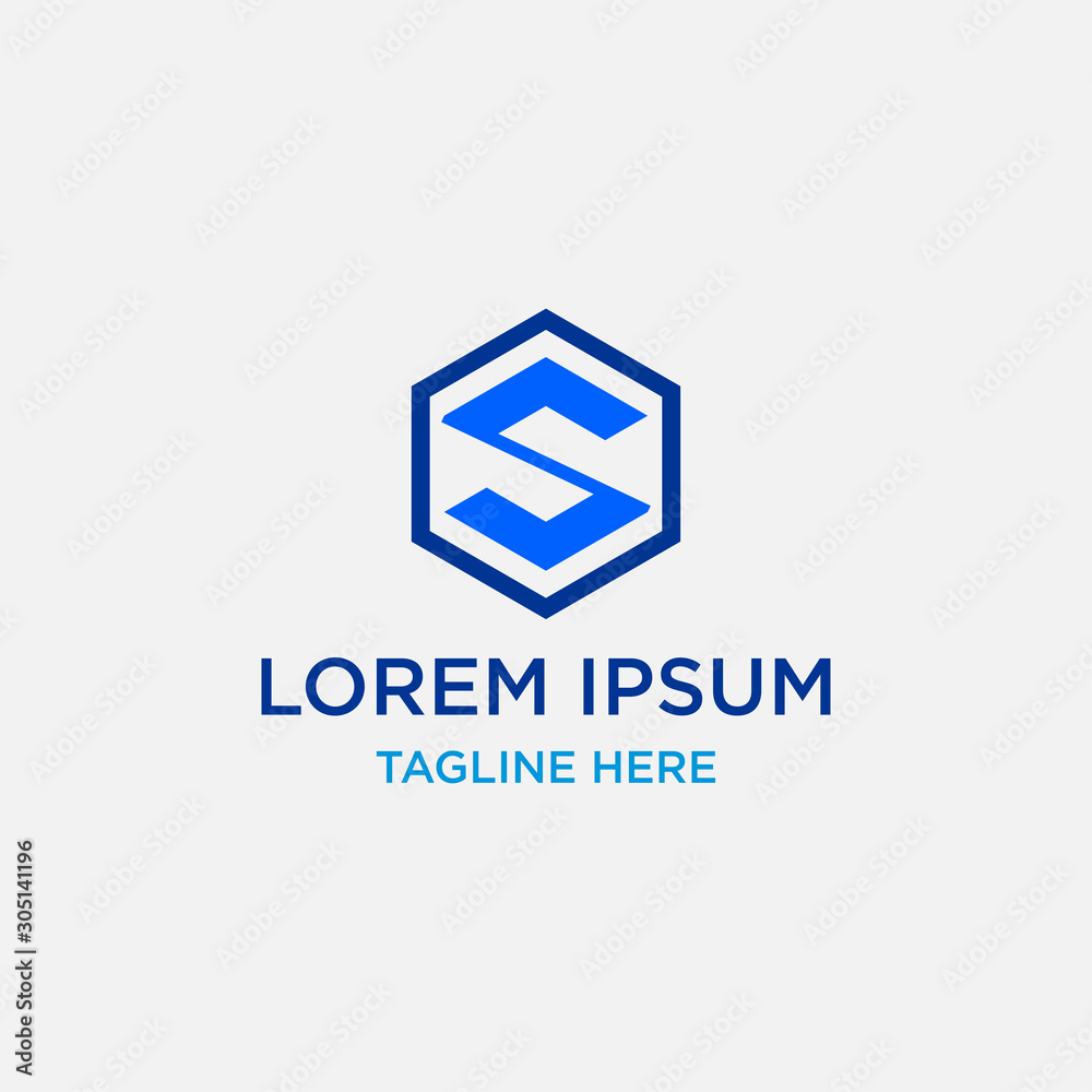 Naklejka premium Initial S Hexagon Logo Design Template Vector Illustration