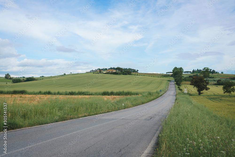 Tuscany farm landscapes and green rolling hills