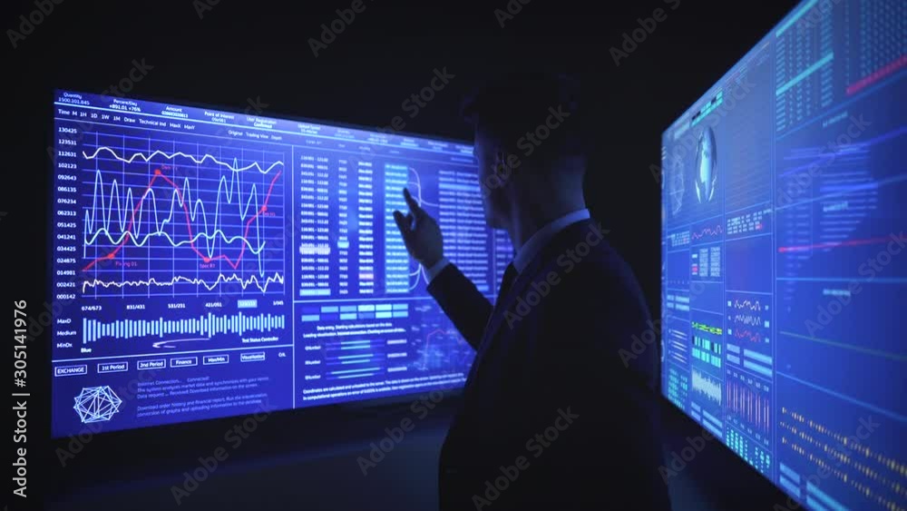 The man working on sensor display