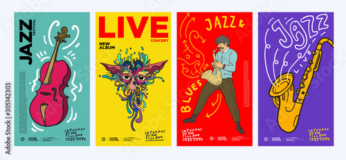 Canvas Print Music Festival Illustration Design for Jazz, Rock, Metal, Blues, Punk, and Live Music Concert 2020