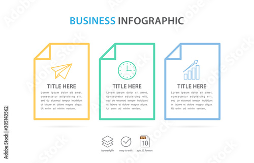 business infographic template, flat design concept with 3 option or step, vector eps 10