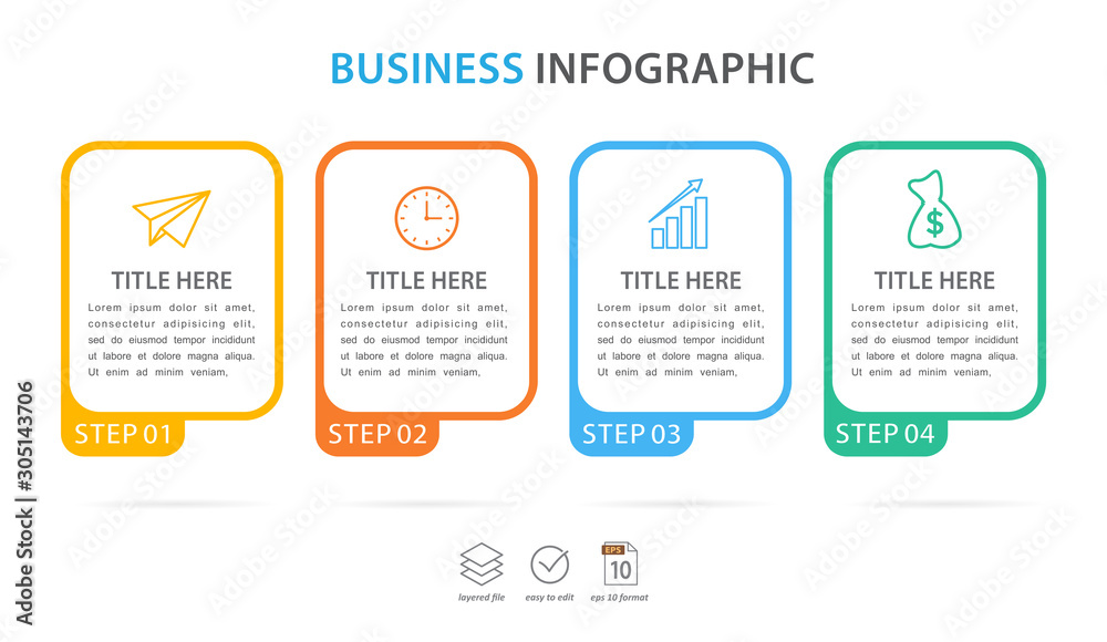 business infographic template, flat design concept with 4 option or step, vector eps 10 business infographic template, flat design concept with 4 option or step, vector eps 10