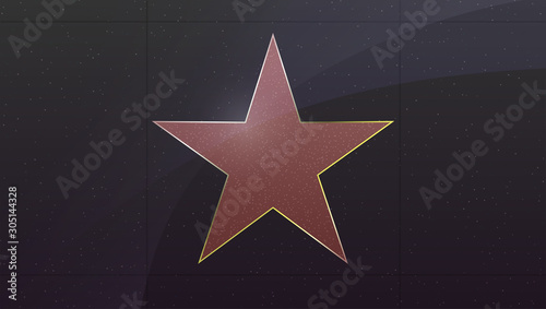 Hollywood star. Symbol of movie actor or famous actress. Five pointed star in frame with marble texture. Vector illustration, EPS10