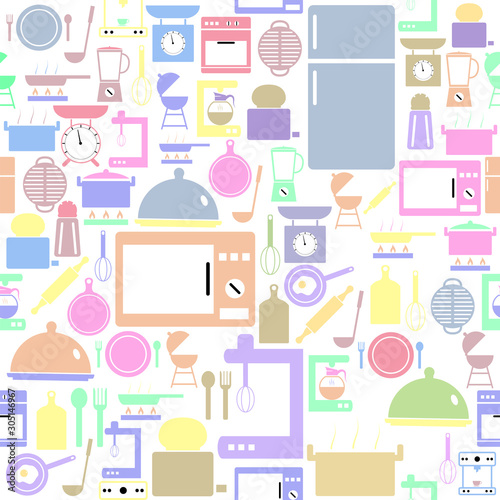 kitchen seamless pattern background icon. © waranon jankerd