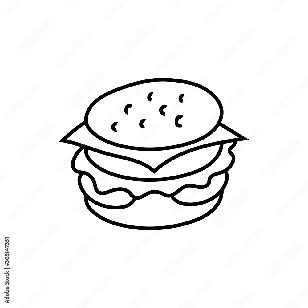delicious burger fast food icon