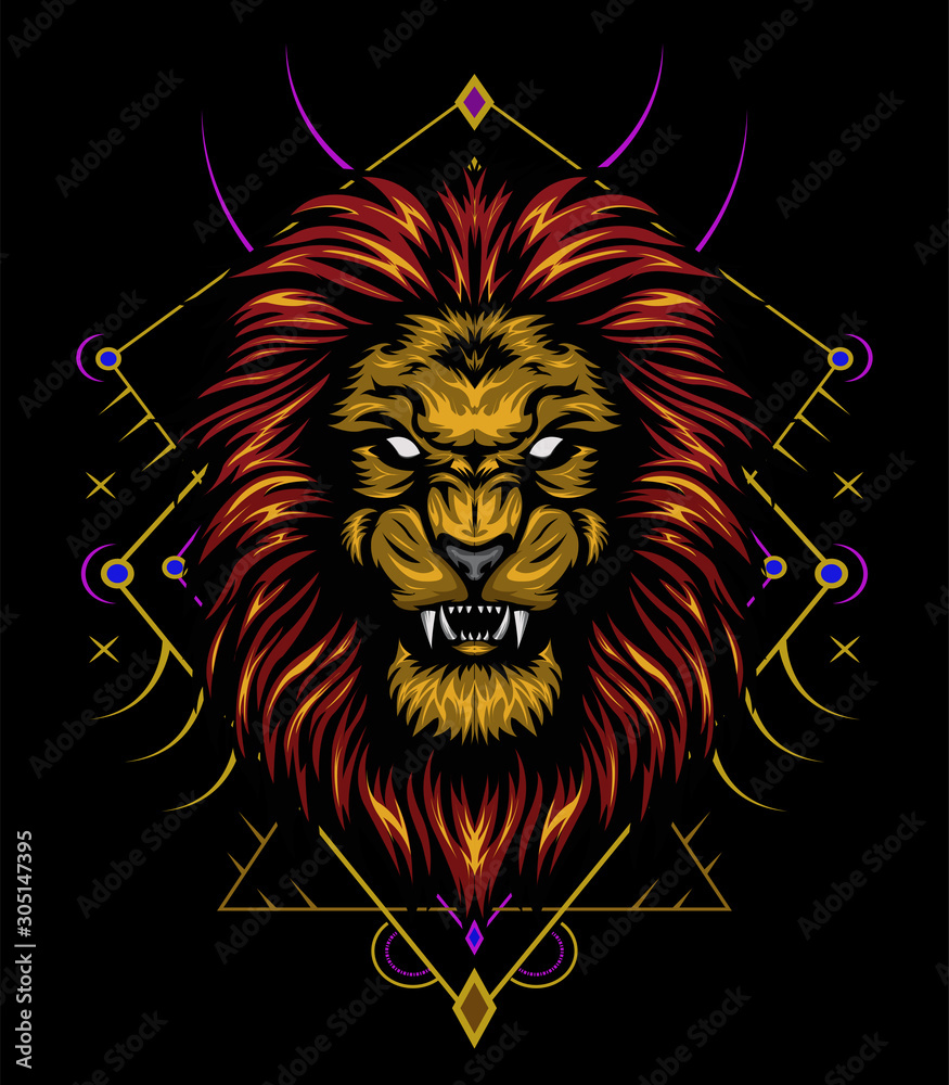 Obraz premium vector color lion illustration - vector