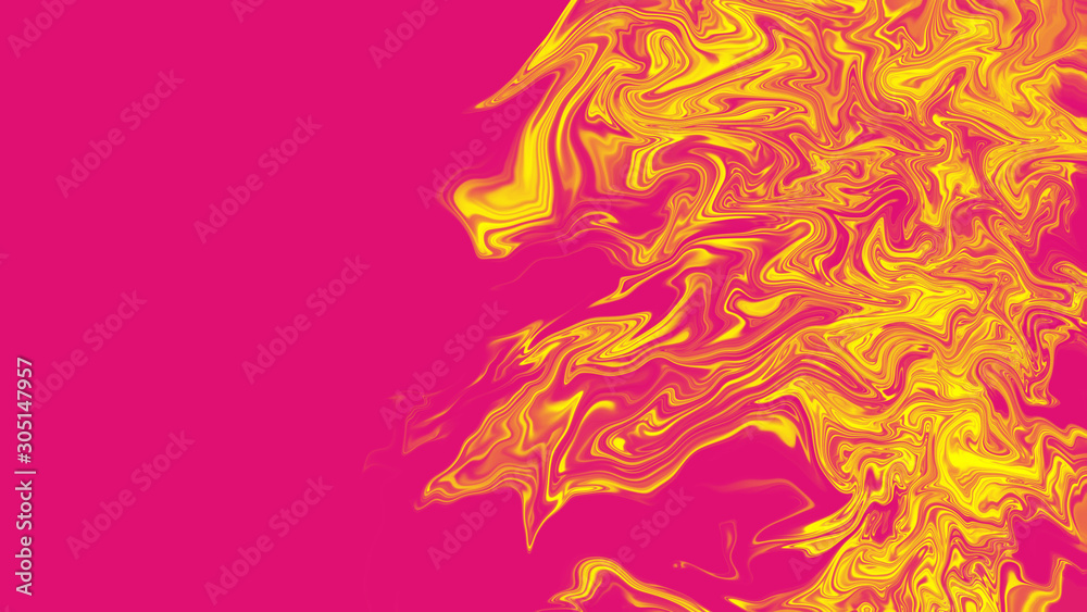 Colorful abstract background. Digital painting with flow brush stroke. Liquid look, red, yellow tone.