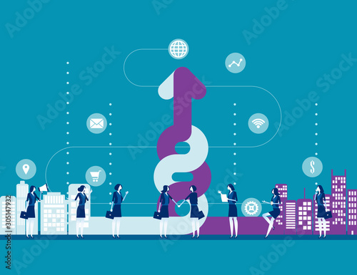 Company fusion. Concept business summation vector illustration, Agreement, Flat cartoon character style desing