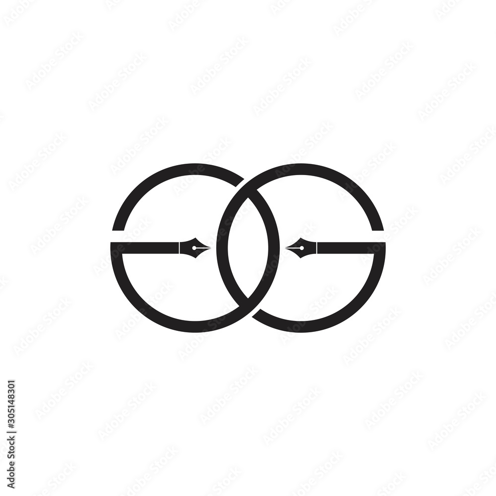 letter gg pen writer symbol logo vector