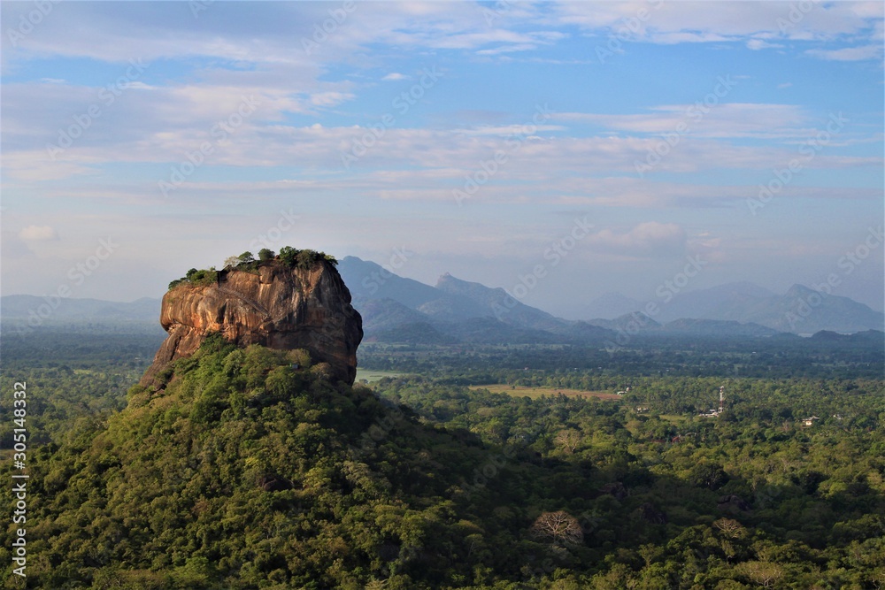 View from Pidurangala Rock to Sigiriya a monolith and UNESCO world heritage in Sri Lanka