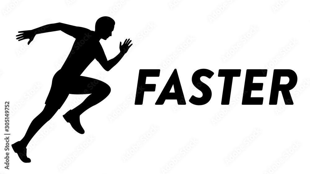 Vector icon of a running man. Silhouette of a young sportive man running fast