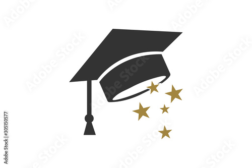 Graduate Hat icon with star vector illustration