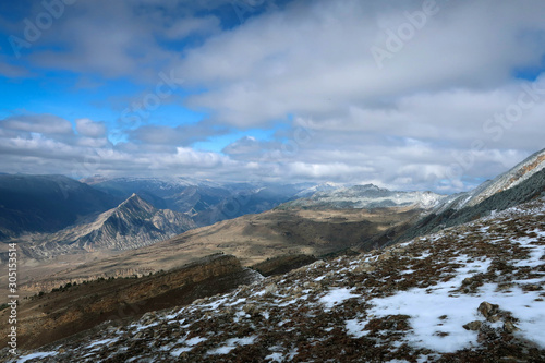 Amazing Caucasus mountains view by spring and snow, Dagestan, Russia