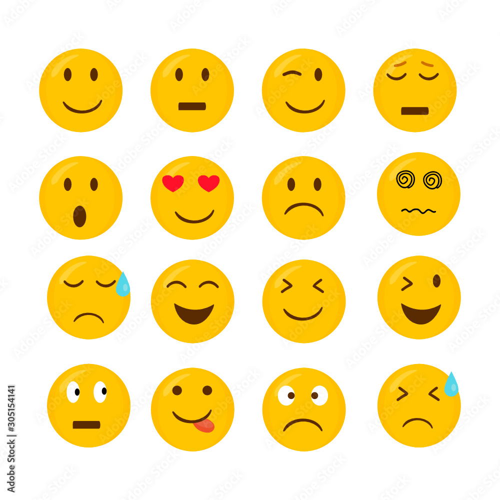 Set of Emoji vector illustration on white background.