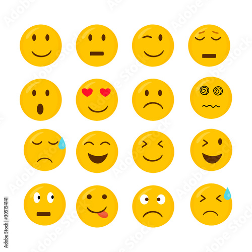 Set of Emoji vector illustration on white background.