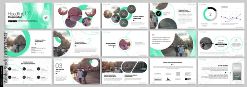 Green presentation templates elements on a white background. Vector infographics. Use in Presentation, flyer and leaflet, corporate report, marketing, advertising, annual report, banner.