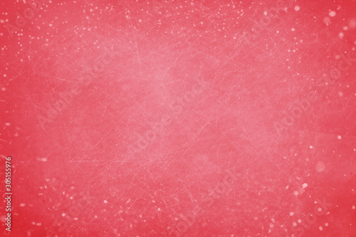 Red grunge background with snow, ice texture with space for text or image