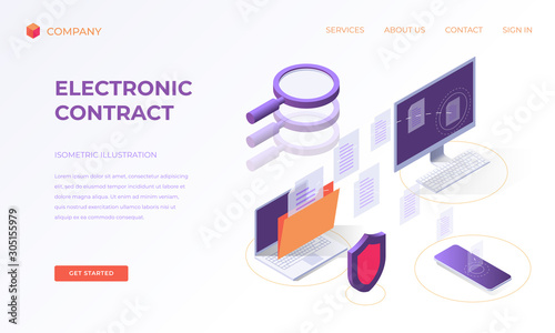 Landing page for electronic contract