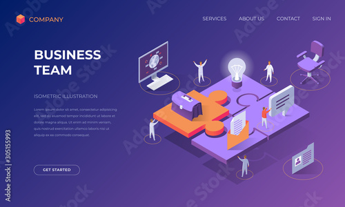 Landing page for business team