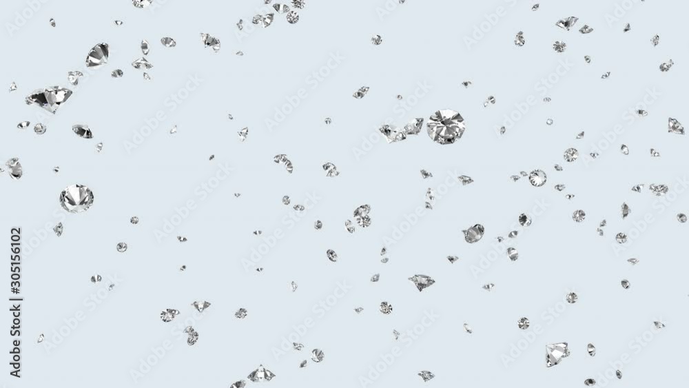 sparkling diamonds falling down in white space, slow motion 4k 3D animation with additional alpha channel sparkling diamonds falling down in white space, slow motion 4k 3D animation with additional alpha channel