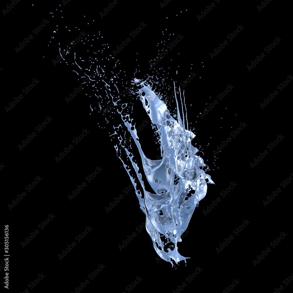 Splash fluid. 3d illustration, 3d rendering.
