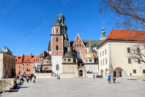 KRAKOW, POLAND - FEBRUARY 27, 2017: Tourist visiting The Wawel Royal Castle