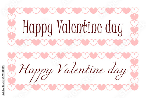 Little cute heart s frame for Valentine day, vector invitation isolated white background