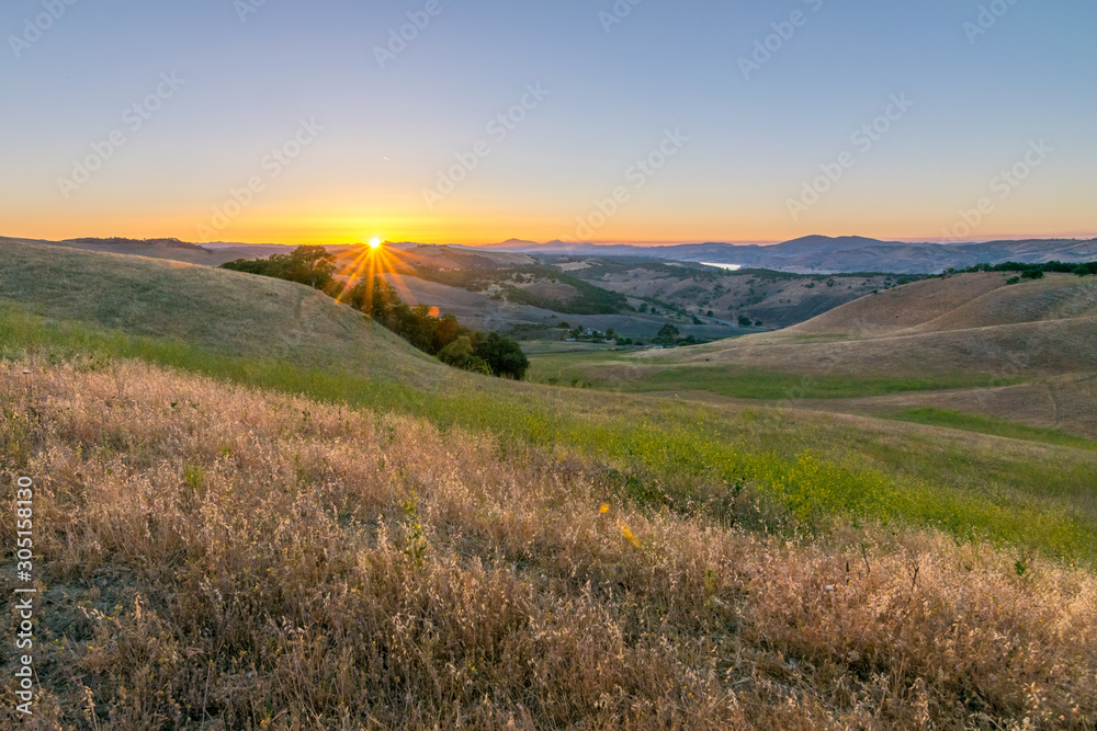 sunset in the mountains of california