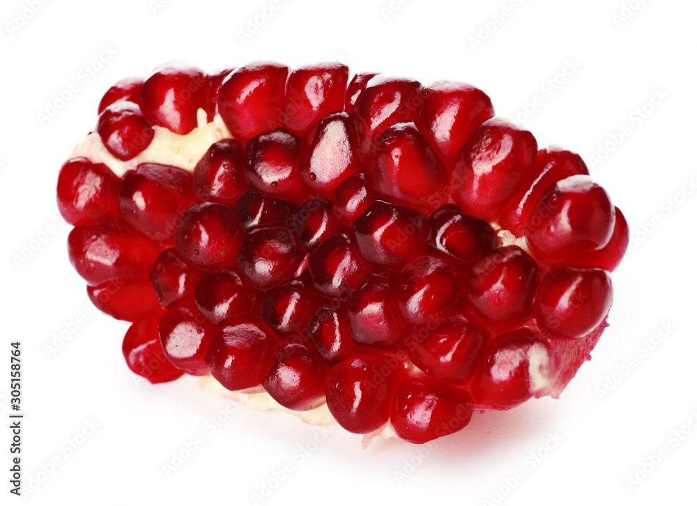 Piece of ripe tasty pomegranate isolated on white Piece of ripe tasty pomegranate isolated on white