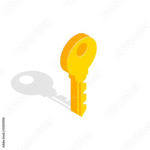 Isometric key Icon in trendy style isolated on white background. Safety and confidential personal information sign. Key symbol for web site design, logo, app, UI