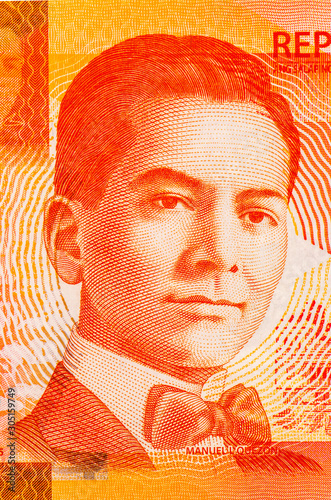 President Manuel Luis Quezon y Molina. Portrait from Philippines 20 Piso 2010  Banknotes. Philippines money, Philippines Banknote. Closeup Collection.. photo