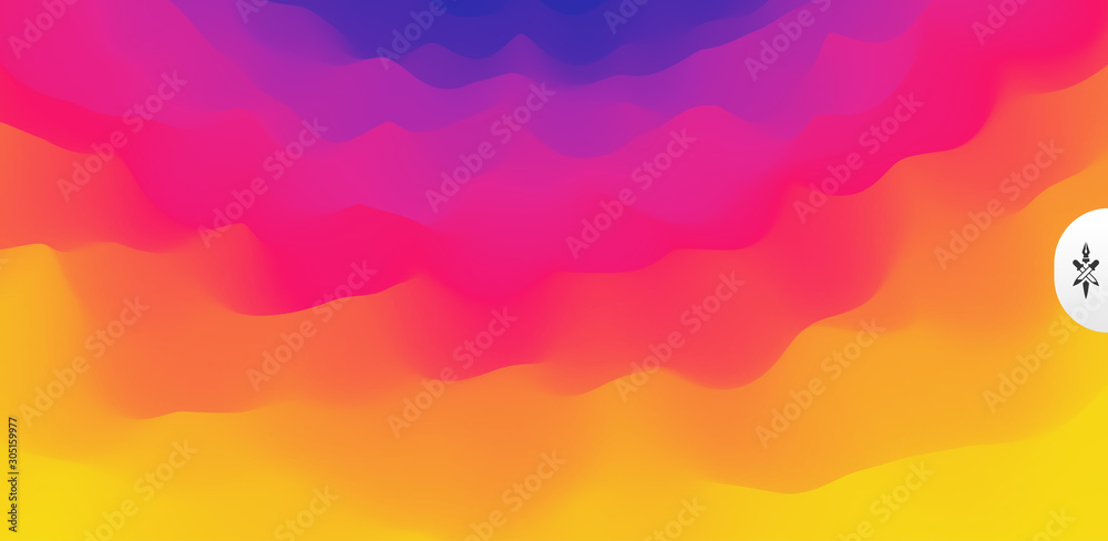 Wavy gradient backdrop. Abstract background with dynamic effect. Bright smooth transitions. 3D vector Illustration for design.
