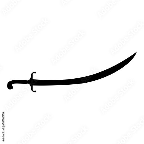 Turkish saber Scimitar Sabre of arabian persian Curved sword icon black color vector illustration flat style image