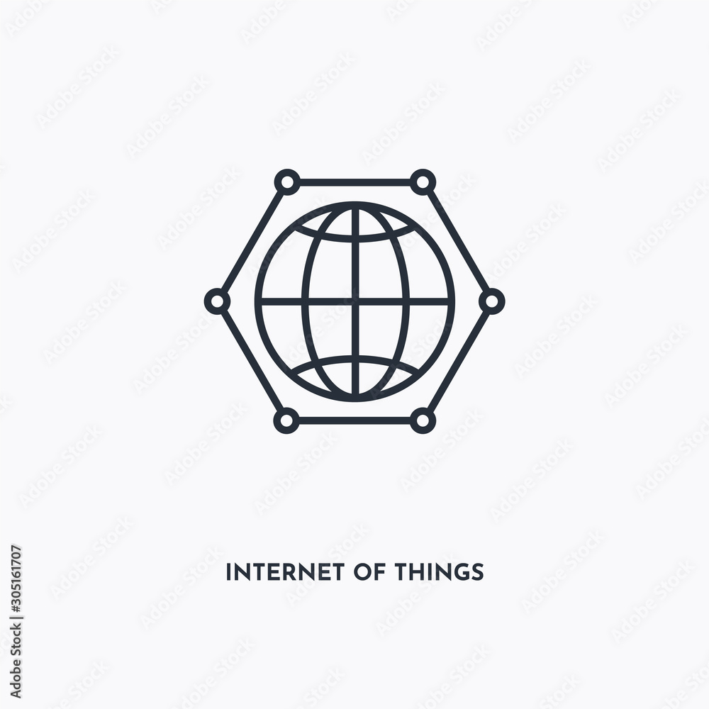 Internet of things outline icon. Simple linear element illustration. Isolated line Internet of things icon on white background. Thin stroke sign can be used for web, mobile and UI. Internet of things outline icon. Simple linear element illustration. Isolated line Internet of things icon on white background. Thin stroke sign can be used for web, mobile and UI.