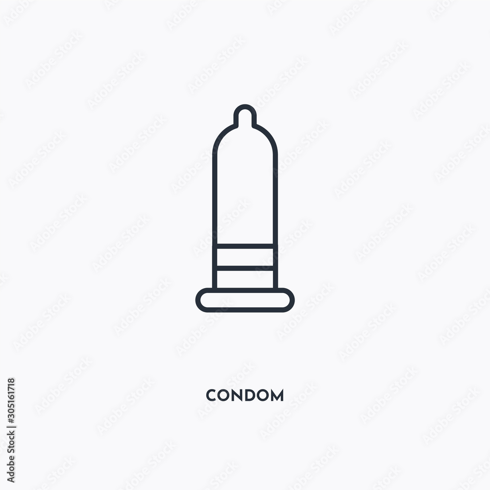 Condom outline icon. Simple linear element illustration. Isolated line Condom icon on white background. Thin stroke sign can be used for web, mobile and UI. Condom outline icon. Simple linear element illustration. Isolated line Condom icon on white background. Thin stroke sign can be used for web, mobile and UI.