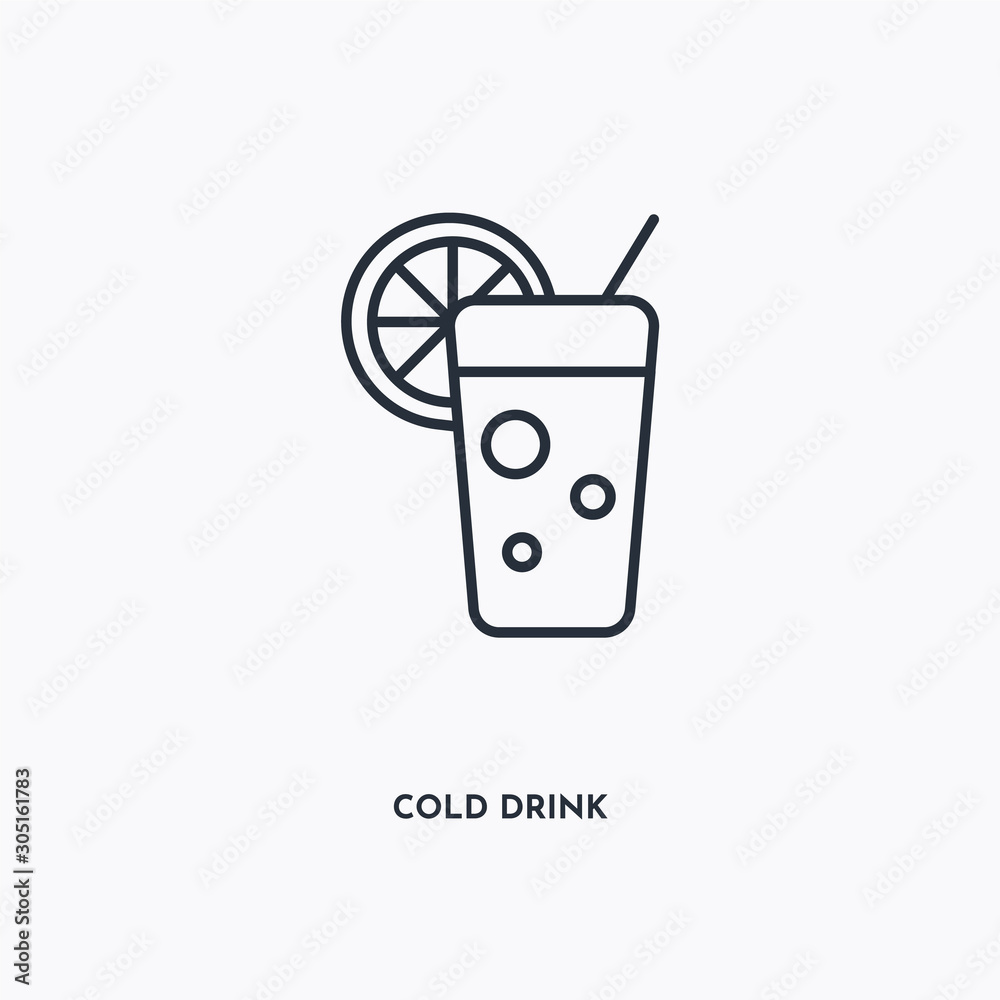 Cold drink outline icon. Simple linear element illustration. Isolated line Cold drink icon on white background. Thin stroke sign can be used for web, mobile and UI. Cold drink outline icon. Simple linear element illustration. Isolated line Cold drink icon on white background. Thin stroke sign can be used for web, mobile and UI.